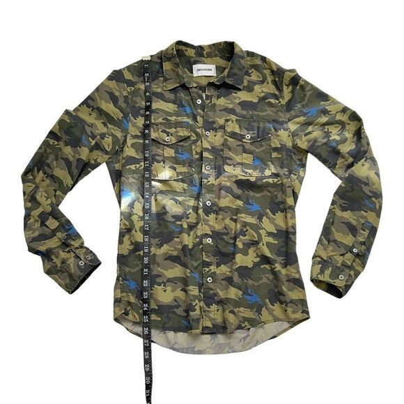 Zadig & Voltaire Iconic Green Camouflage Medium Print Long-Sleeve Button-Down To - Picture 9 of 12